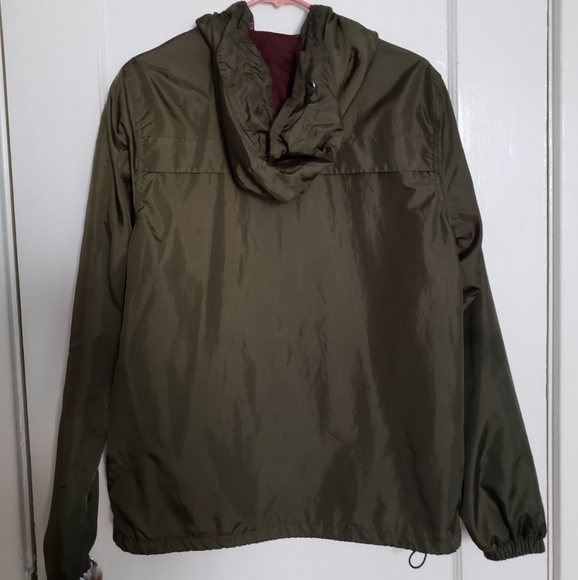 Olive Green Men's Zip Up Windbreaker - Picture 2 of 5